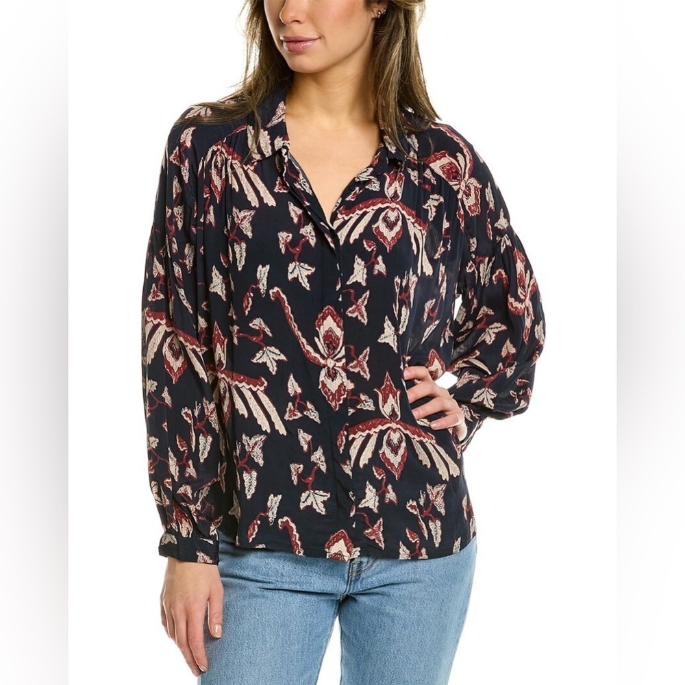 BA&SH Cantasy Blouse Size XS Dark Blue And Red Blouse